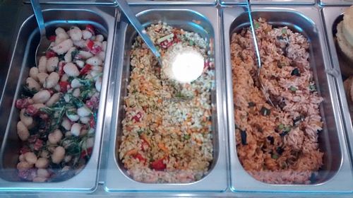 3 worm vegan dishes. All tasty. Could be combines in plate. at I Lovegetarian - Cannobio in Milan