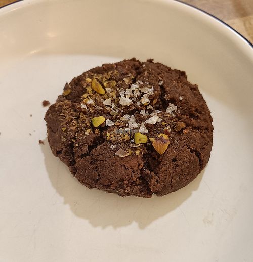 Cocoa and pistacchio cookie at Flower & Bean in County Dublin