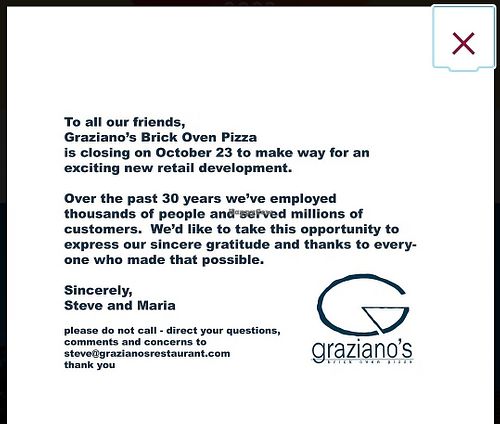  at Graziano's Brick Oven Pizza in Niles