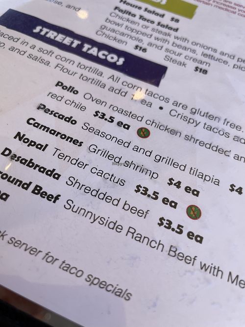 Tacos  at Nayarit Restaurant in Durango