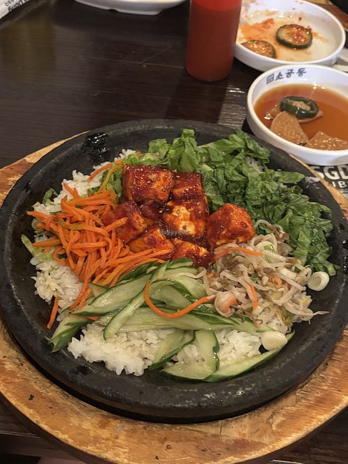 Tofu hot plate bibimbap  at So Gong Dong in Columbus