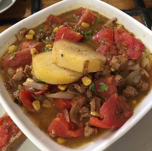 Tomatican, typical Chilean dish at Soju in Santiago