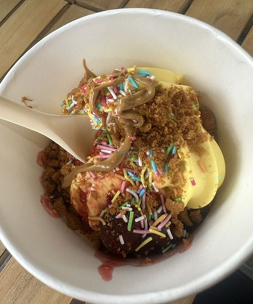 Mango ice cream with toppings   at Label 7 in Geneva