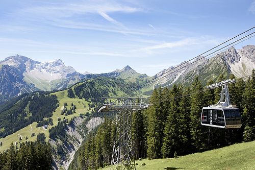 View from the mountain station at Restaurant Frööd in Vorarlberg