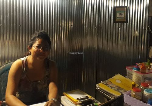 Proud of their veg options sticker at Mama Pooh's Kitchen in Koh Phangan