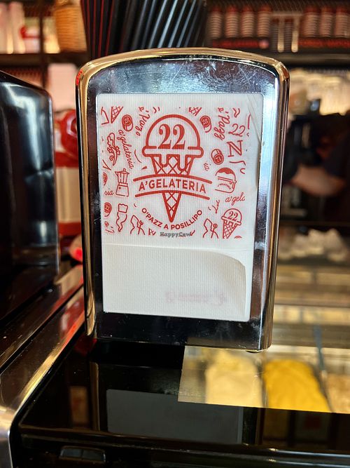 Cute graphics  at A’ Gelateria in Campania