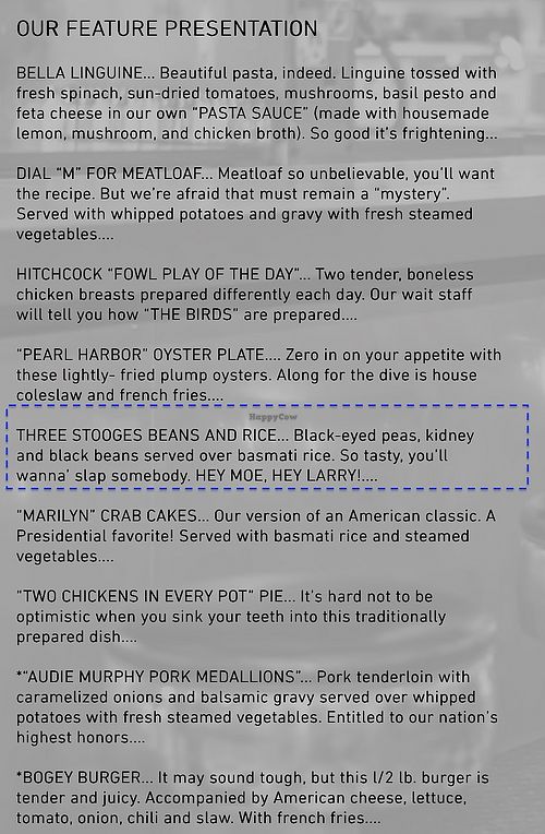 One section of the menu   at Hayes Barton Cafe & Dessertery in Raleigh