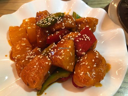 Sweet and sour Monkey head mushroom at Paramita Vegetarian Restaurant - Cheung Yee in Kowloon