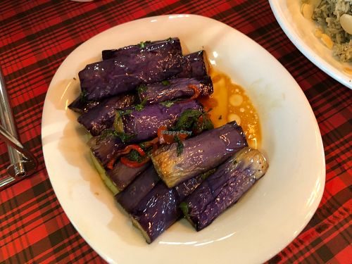 Lunch Buffet: eggplants at Paramita Vegetarian Restaurant - Cheung Yee in Kowloon