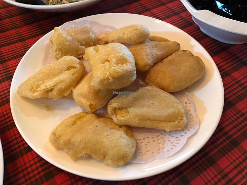 Lunch Buffet: deep fried sweet potatoes  at Paramita Vegetarian Restaurant - Cheung Yee in Kowloon