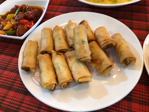 Lunch Buffet: Deep fried spring rolls at Paramita Vegetarian Restaurant - Cheung Yee in Kowloon