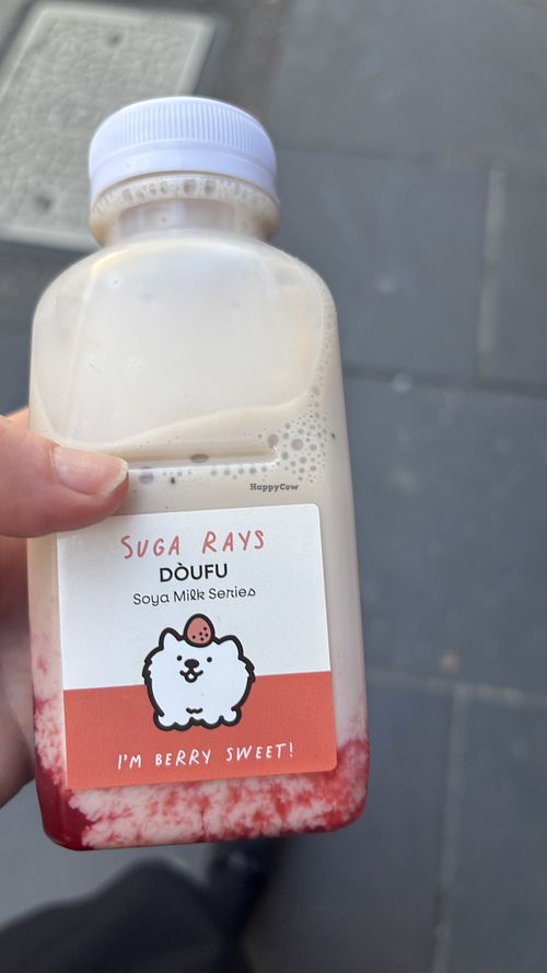 Strawberry doufu-soy milk with strawberry. Sweet but not overly so  at Suga Rays in Melbourne