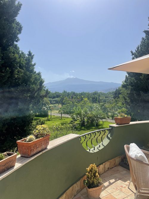 View of Mt Etna from the room terrace  at B&B La Villa in Emilia-romagna