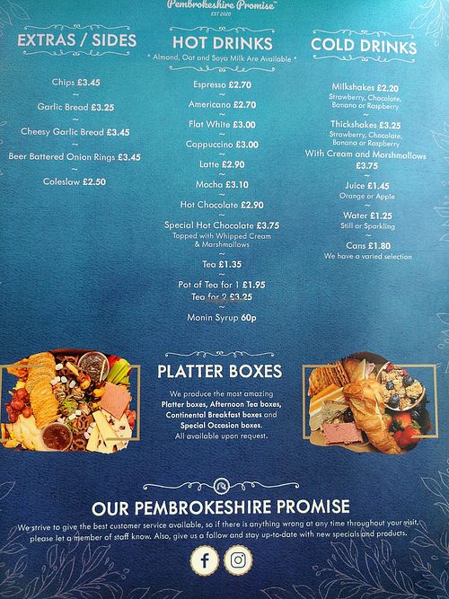 Menu 4 at Pembrokeshire Promise in Wales