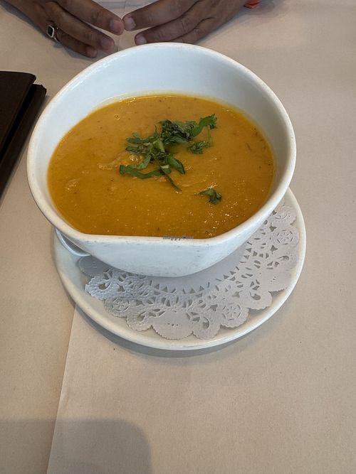 Pumpkin Soup - Vegan  at Twin Fish in Mississauga