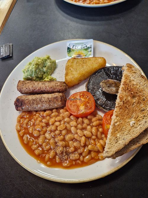 Vegan cooked breakfast  at Tesco Cafe in Cardigan