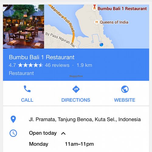 this is the actual address at Bumbu Bali 1 in Nusa Dua