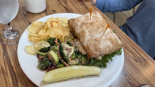 Vegan lobster roll on gf bread   at Veggie Life in Wells
