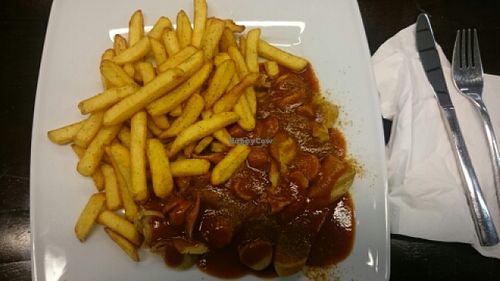 Currywurst. yammy. at Veganel in Erlangen