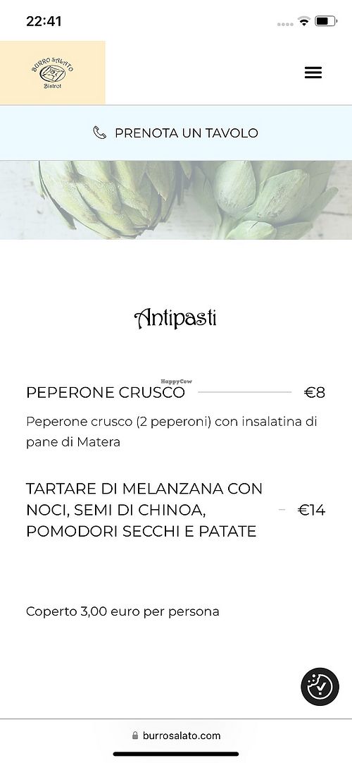 Menu  at Ristorante Burro Salato - Cucina Francese e Lucana a Matera in Basilicata