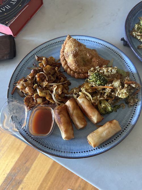 A plate full of vegan goodness   at Hawkers Lane in Newport