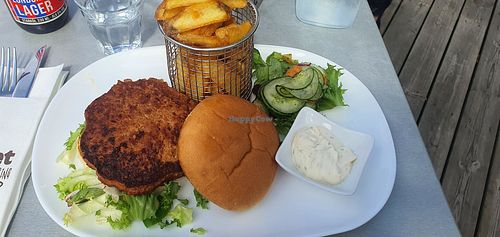 Vegan burger at Rökeriet i Laholm in Hallands Län