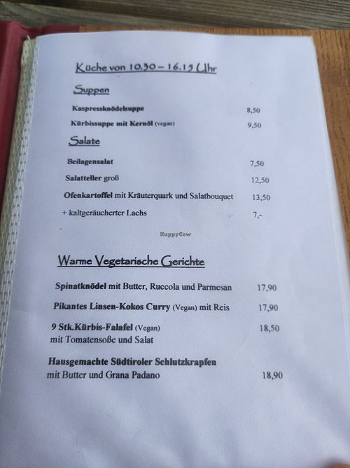 Menu at Jagahütt'n am Stümpfling in Bayern