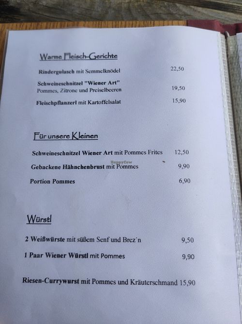 Menu at Jagahütt'n am Stümpfling in Bayern