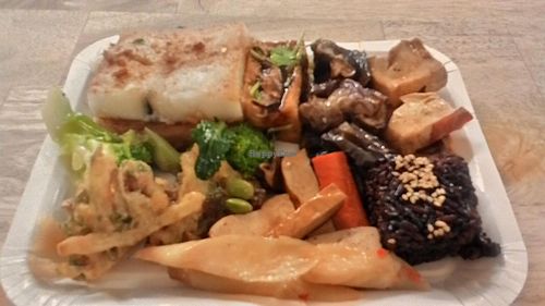 typical buffet meat (~NT150) at RuLai - Buddha Vegetarian Paradise in Taipei