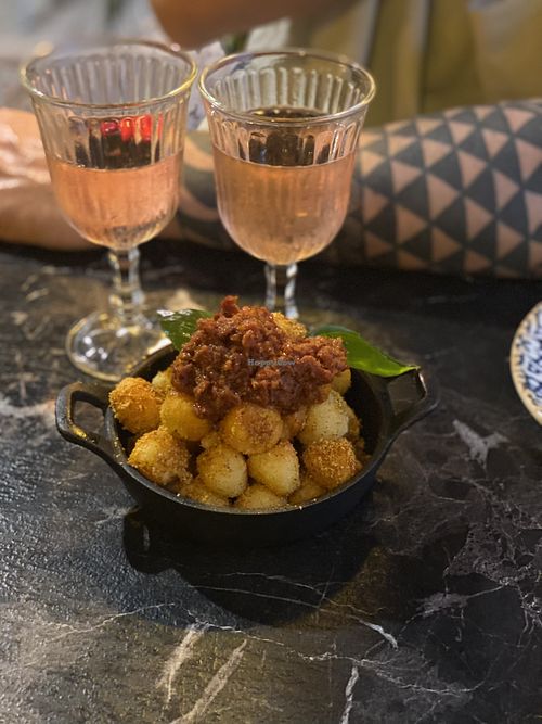 Gnocchi starter with Cleopatra Sangria  at Bubita Bar in Barcelona