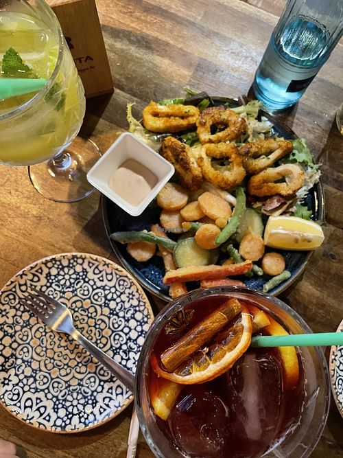  Sangria and tempura plate at Bubita Bar in Barcelona