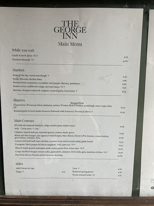 Menu 1   at The George Inn in England