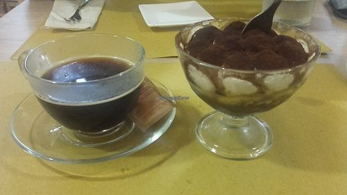 Vegan Tiramisú.
The best Tiramisú I ever had in a lifetime. at Veganda in Padua