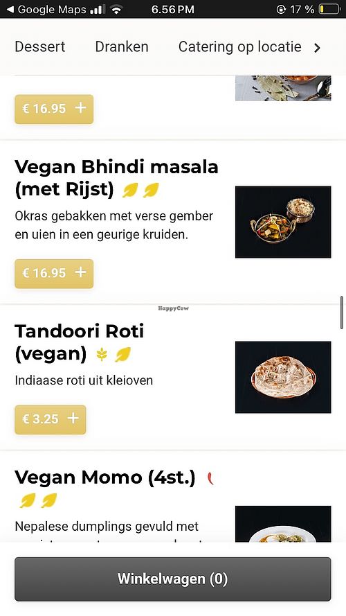 Menu from website  at Kathmandu Kitchen Leiden in Zuid-holland