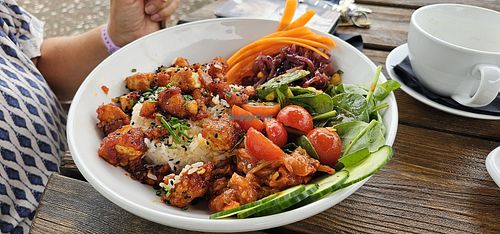 Rice bowl with gochugang tofu at Inn on the Lake  in Gravesend
