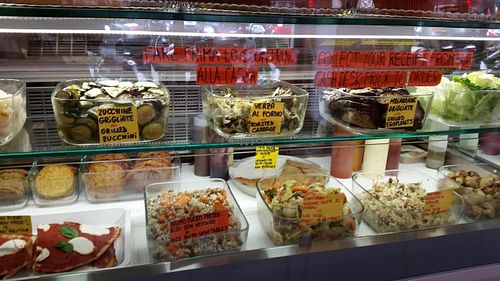 Food display at Panino Vegano in Florence
