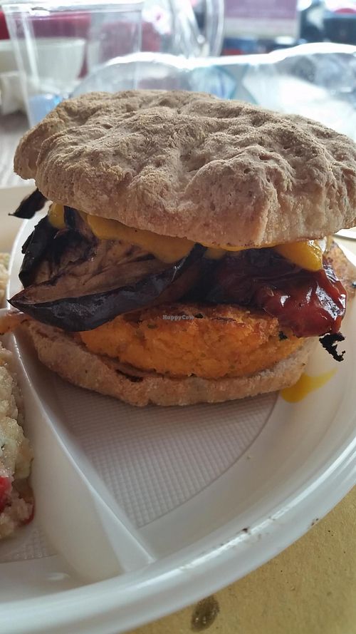 okra burger at Panino Vegano in Florence