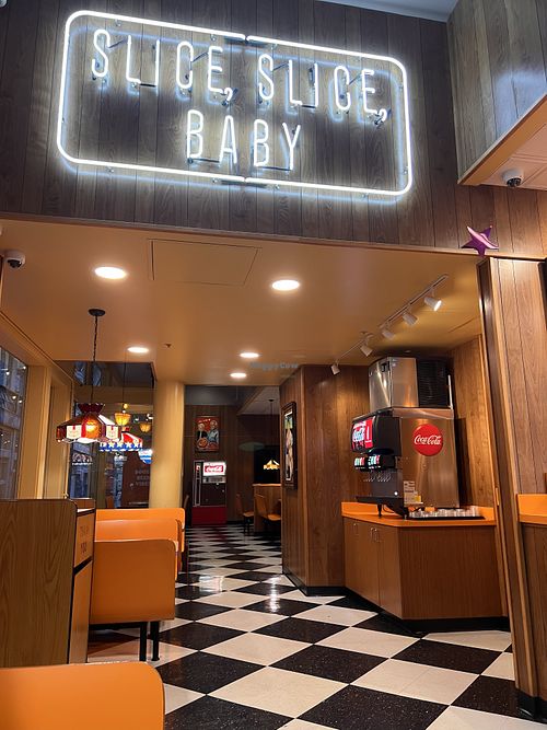 Seating and tables   at Geraci's Slice Shop in Cleveland