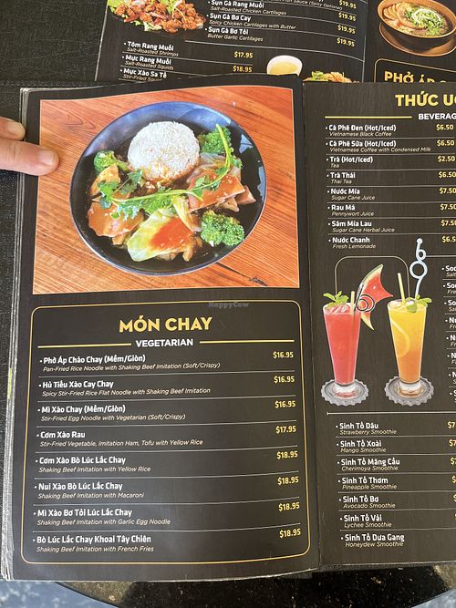Vegetarian menu  at Pho This Way in San Jose