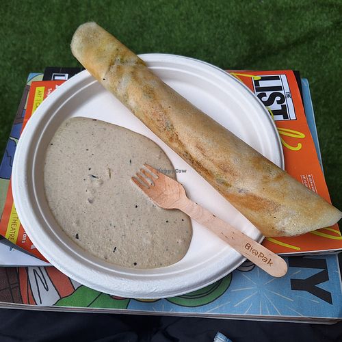 Masala Dosa. Different flavourful filling and coconut dip from the usual standard flavours at Masala Wheels in Edinburgh