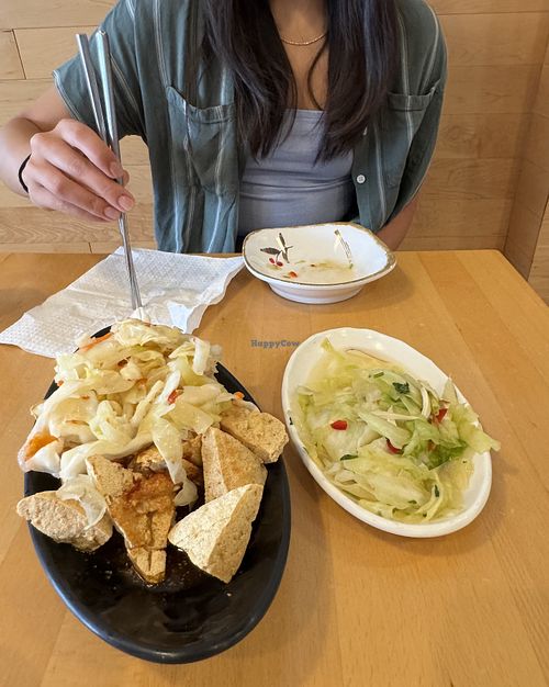 Stinky tofu and sweet & sour Taiwanese cabbage  at ChiMaMa's Noodle House in New York