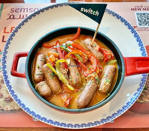 Soujouk with vegetables  at Semsom in Dubai