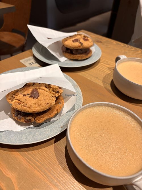 Ice cream sandwich and oat milk latte  at Mary Jane - Shibuya in Tokyo