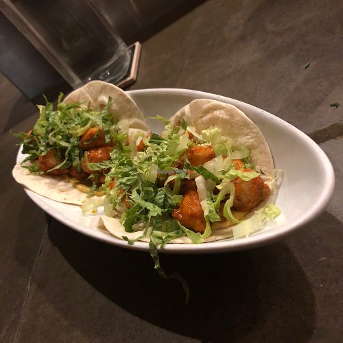 caluiflower taco with whipped daal, mint chutney, curry hot sauce at V Street in Philadelphia