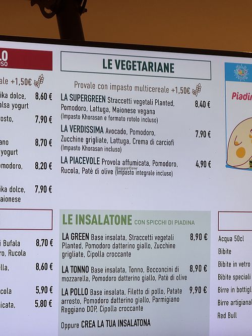 Menù  at La Piadineria  in Marcianise