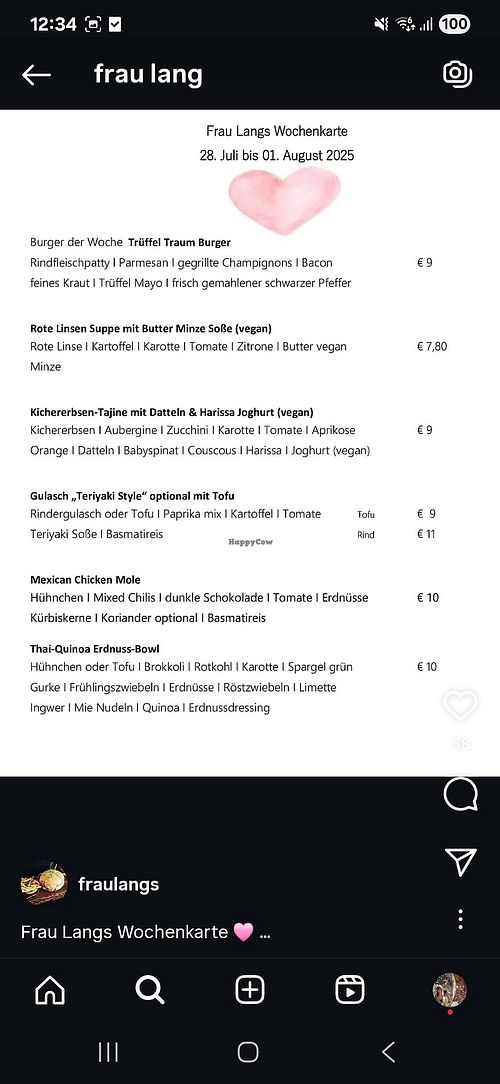 Wochenkarte Juli 2025 at Frau Lang’s Imbiss in Hessen