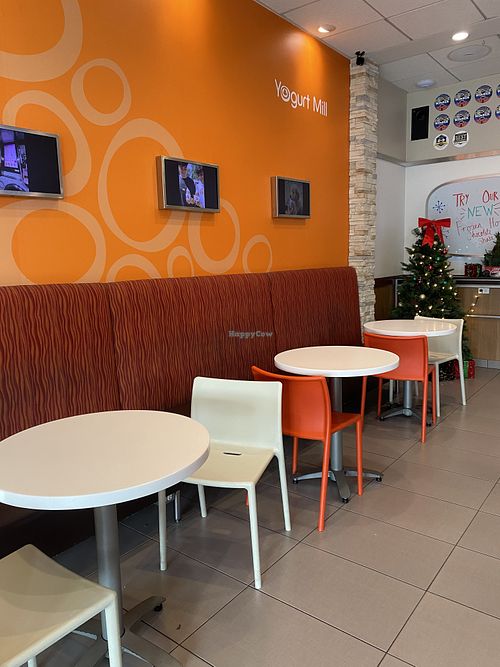 Indoor Seating - Decorated for the Seasonn  at Yogurt Mill in Modesto