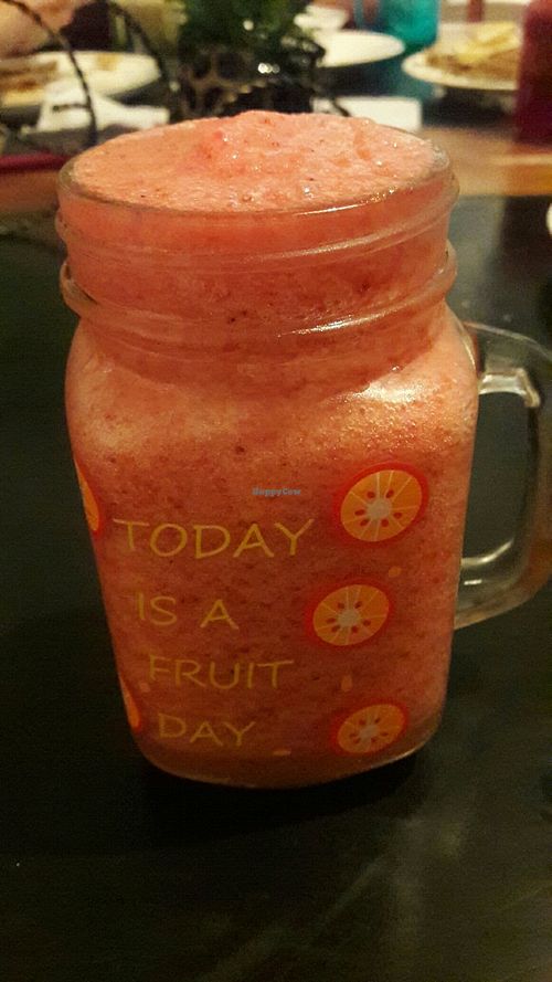 strawberry juice  at Vegan House in Medellin