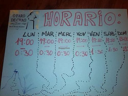 Timetable at O Faro de Chao in Vigo