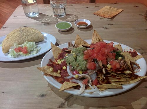 Vegan nachos and vegan (bean) taco  at Zapata's in Fremantle